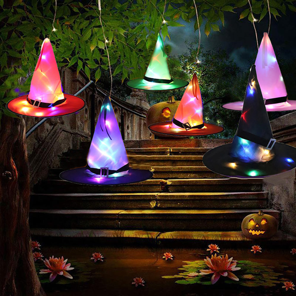 Floating Witch Hat LED Decorations — Set of 6